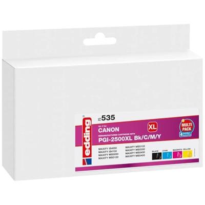 Edding Inktcartridge vervangt Canon PGI-2500BK XL, PGI-2500C XL, PGI-2500M XL, PGI-2500Y XL Compatibel Combipack Zwart, Cyaan, Magenta, Geel EDD-535 18-535 Edding Inktcartridge vervangt Canon PGI-2500BK XL, PGI-2500C XL, PGI-2500M XL, PGI-2500Y XL Compatibel Combipack Zwart, Cyaan, Magenta, Geel EDD-535 18-535