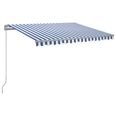 Luifel handmatig uittrekbaar met LED 300x250 cm blauw en wit