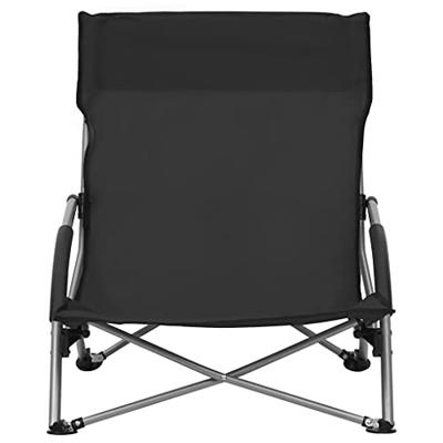 Strandstoelen 2 st inklapbaar stof zwart