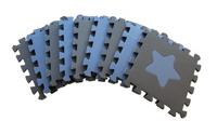 BabyDan speelmat Geo junior 90 cm foam blauw/grijs 18 delig - thumbnail