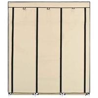 Kledingkast met vakken en stangen 150x45x175 cm stof crme - thumbnail