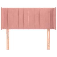 Hoofdbord met randen 147x16x118/128 cm fluweel roze - thumbnail