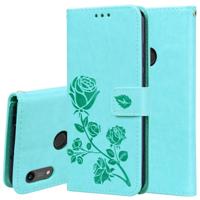 Rose reliëf horizontale Flip PU lederen case voor Huawei Honor 8A/Y6 2019 met houder & kaartsleuven & portemonnee (groen) - thumbnail