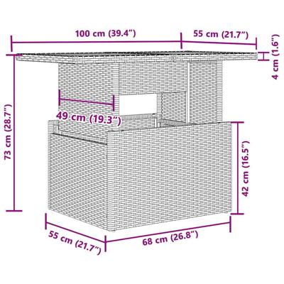 7-delige Loungeset met kussens poly rattan beige - thumbnail