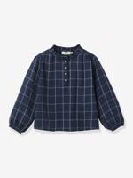 Blouse van katoenen gaas voor meisjes CYRILLUS marineblauw - thumbnail