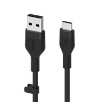 Belkin BoostCharge Flex siliconen USB Type C/A-kabel, USB-IF-gecertificeerde USB-C-laadkabel voor iPhone 16, iPhone 15 Plus/Pro/Pro Max, Samsung Galaxy S24, Pixel, iPad, Nintendo Switch, 1 m, zwart - thumbnail