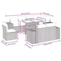 9-delige Loungeset met kussens poly rattan zwart - thumbnail