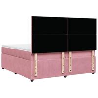 Boxspring met matras fluweel roze 200x200 cm - thumbnail