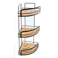 MSV doucherekje - 3-laags - zwart - H49 cm - metaal|bamboe - luxe - thumbnail