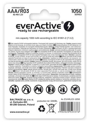 Oplaadbare batterijen everActive Ni-MH R03 AAA 550 mAh Infinity Line