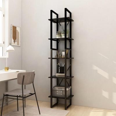 Boekenkast met 5 schappen 40x30x175 cm massief grenenhout zwart