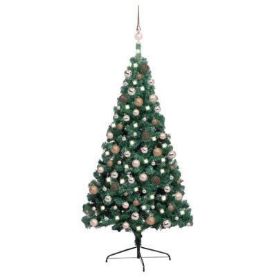 VidaXL Kunstkerstboom met verlichting en kerstballen half 240 cm groen