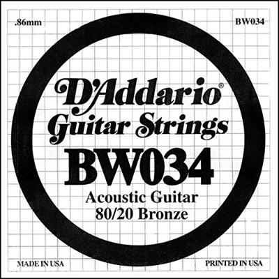 D&apos;Addario BW034 Bronze Wound Acoustic Guitar Single String .034 losse snaar voor westerngitaar