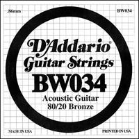 D&apos;Addario BW034 Bronze Wound Acoustic Guitar Single String .034 losse snaar voor westerngitaar - thumbnail