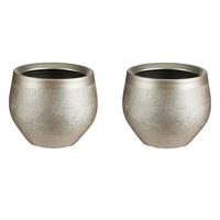 Mica Decorations Bloempot - goudkleurig - keramiek - 16 x 13 cm - thumbnail