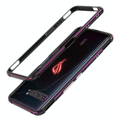 Voor ASUS ROG Phone 3 ZS661KS Aluminium Alloy Schokbestendig beschermende bumperframe (Zwart paars)