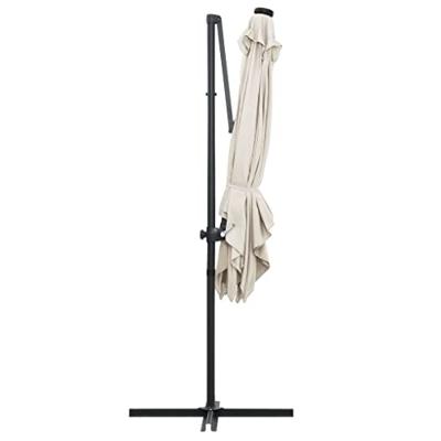 VidaXL Zweefparasol met led en stalen paal 250x250 cm zandkleurig