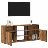 Tv-meubel met LED 120x30x50 cm bewerkt hout oud hout - thumbnail
