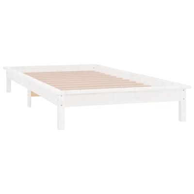Bedframe LED massief hout wit 75x190 cm 2FT6 Bedframe LED massief hout wit 75x190 cm 2FT6
