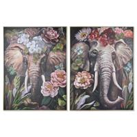 Schilderij Home ESPRIT polyestyreen Canvas Olifant Koloniaal 92 x 4,5 x 122 cm (2 Stuks) - thumbnail