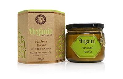 Organic Goodness Geurkaars in Glas Patchouli & Vanille - Soja Was (200 gram)