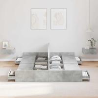 Opbergbedframe met lade Betongrijs 140 x 200 cm Bewerkt hout - thumbnail