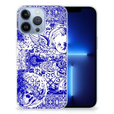 Silicone Back Case Apple iPhone 13 Pro Angel Skull Blauw Silicone Back Case Apple iPhone 13 Pro Angel Skull Blauw