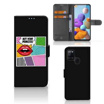 Samsung Galaxy A21s | Wallet Case | met Pasjes | Popart Princess Samsung Galaxy A21s | Wallet Case | met Pasjes | Popart Princess