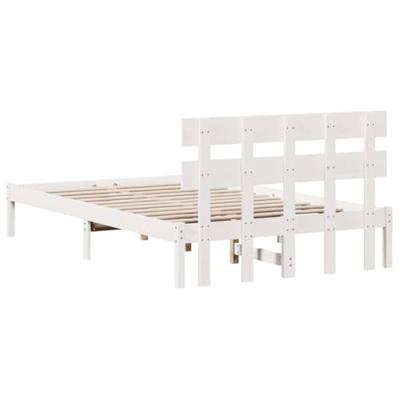 Bedframe met hoofdeinde Wit 140 x 190 cm Massief grenenhout