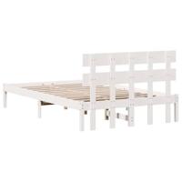Bedframe met hoofdeinde Wit 140 x 190 cm Massief grenenhout - thumbnail