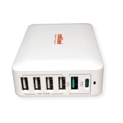 ROLINE USB Oplader, 6 Poorts (4x USB-A, 1x USB-C, 1x USB-A QC3.0), max. 60W