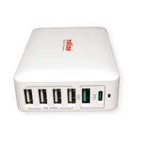 ROLINE USB Oplader, 6 Poorts (4x USB-A, 1x USB-C, 1x USB-A QC3.0), max. 60W - thumbnail