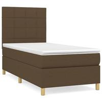 Boxspring met matras stof donkerbruin 100x200 cm - thumbnail