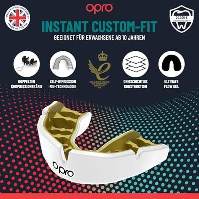 Opro 790000 Instant Custom Dentist Fit Mouthguard - Black-White - JR Opro 790000 Instant Custom Dentist Fit Mouthguard - Black-White - JR