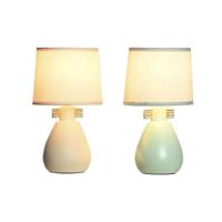 Bureaulamp DKD Home Decor Stof Polyester Groen Crème Keramiek 220 V 40 W (2 Stuks) (16 x 16 x 27 cm) - thumbnail