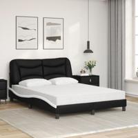 Bed met matras kunstleer zwart en wit 140x200 cm - thumbnail