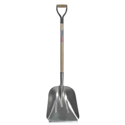 Schop 36 cm aluminium met houten steel
