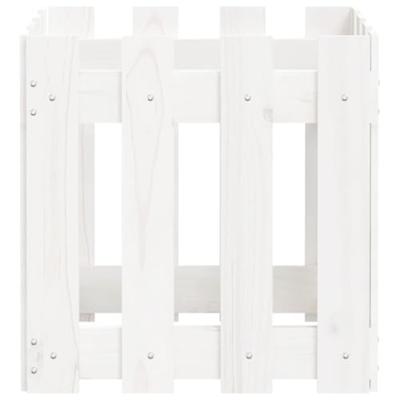 VidaXL Plantenbak met hekontwerp 40x40x40 cm massief grenenhout wit
