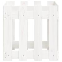 VidaXL Plantenbak met hekontwerp 40x40x40 cm massief grenenhout wit - thumbnail