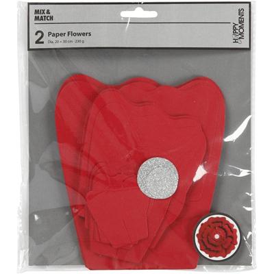Creativ Company Papieren bloemen, d 15+25 cm, 230 gr, rood, 2 stuk/ 1 doos
