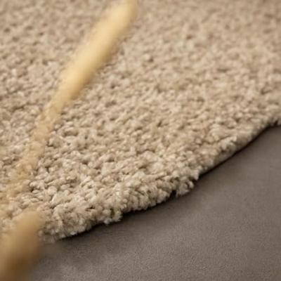 Tapeso Rond hoogpolig vloerkleed shaggy Trend effen - champagne - 200