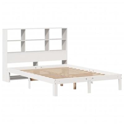 Bed met boekenkast zonder matras grenenhout wit 120x190 cm - thumbnail
