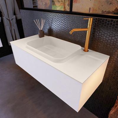 Badkamermeubelset Mondiaz Erin 100 cm met 1 Lade met RIDGE Wastafel Midden Linen met 1 kraangat Greeploos Mat Carrara Badkamermeubelset Mondiaz Erin 100 cm met 1 Lade met RIDGE Wastafel Midden Linen met 1 kraangat Greeploos Mat Carrara