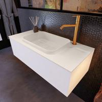 Badkamermeubelset Mondiaz Erin 100 cm met 1 Lade met RIDGE Wastafel Midden Linen met 1 kraangat Greeploos Mat Carrara - thumbnail