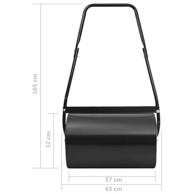 VidaXL Gazonroller 50 l 63 cm zwart