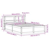 Bedframe met hoofdbord massief grenenhout wit 140x190 cm - thumbnail
