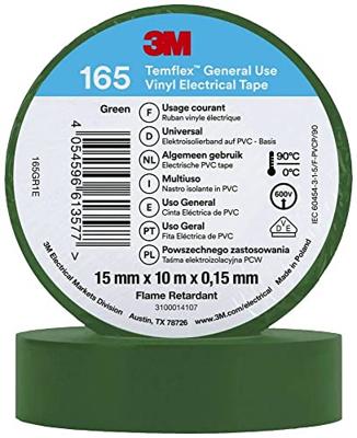 3M Temflex™ 165 165GR1E Isolatietape Temflex 165 Groen (l x b) 10 m x 15 mm 1 stuk(s) 3M Temflex™ 165 165GR1E Isolatietape Temflex 165 Groen (l x b) 10 m x 15 mm 1 stuk(s)