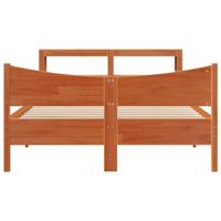 Bedframe met hoofdbord massief grenenhout wasbruin 120x200 cm - thumbnail