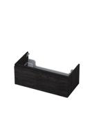 Onderkast INK 1 lade greeploos met houten keerlijst 90 cm x 45 cm x 35 cm Houtskool eiken 1257538 - thumbnail