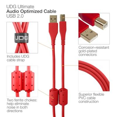 UDG UDG Ultimate Audio Cable USB 2.0 A-B Red Straight 1m